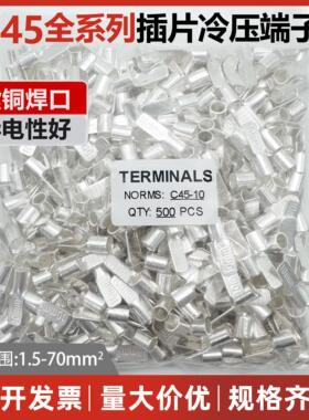 C45插片1.5/2.5/6/10/16/35/50/70平方齐全紫铜件焊接片端子铜鼻