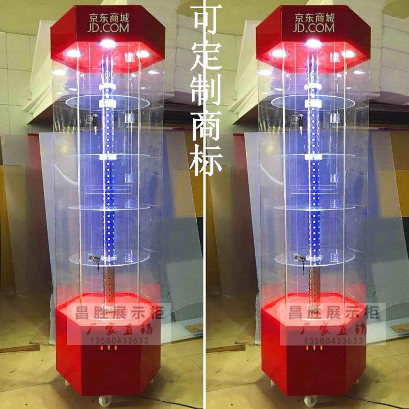 订制亚克力汽车精品配件展示架手机手表旋转饰品透明玻璃展示柜