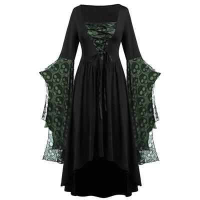 Women Medieval Witch Dress Vintage Halloween Plus Size Cold