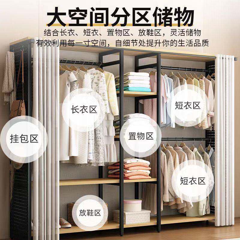 金简易式衣柜两层组全封闭装铁艺全钢架洞属洞板全挂包12345678邮