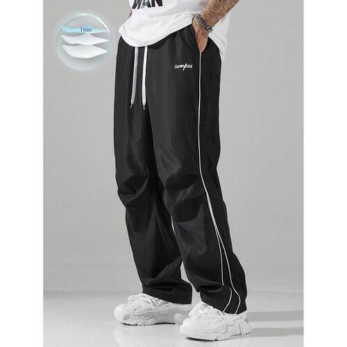 2025 New Classic Navy Blue Sweatpants with White Side