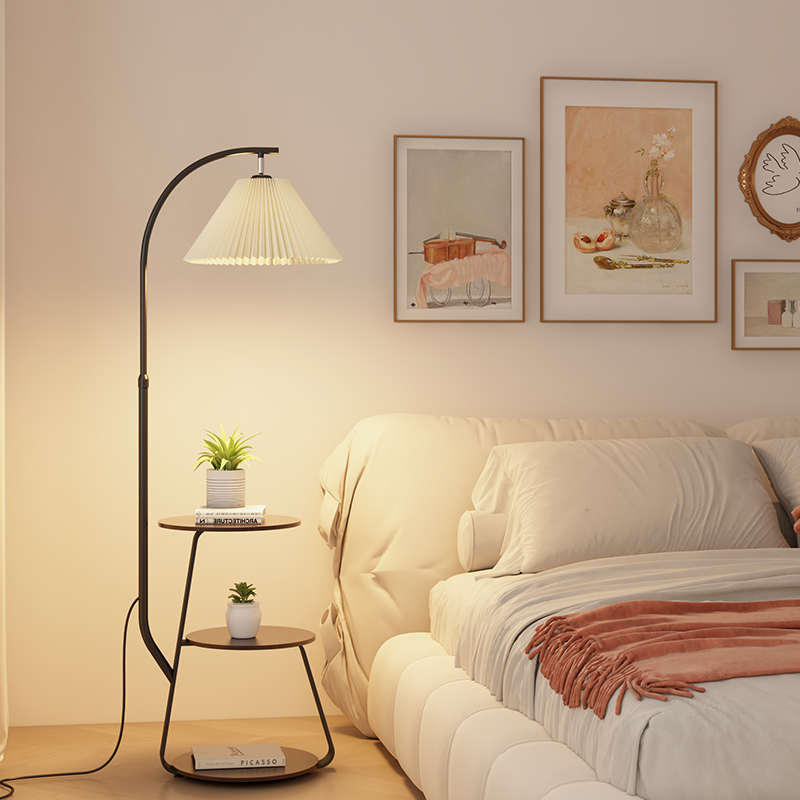 置物收纳一体落地灯客厅北欧沙发灯卧室床头柜轻奢简约台灯氛围灯