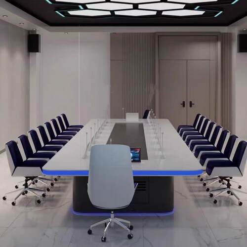 现代科技感无纸化会议桌长桌智能中控科技感升降器显示屏会议系统