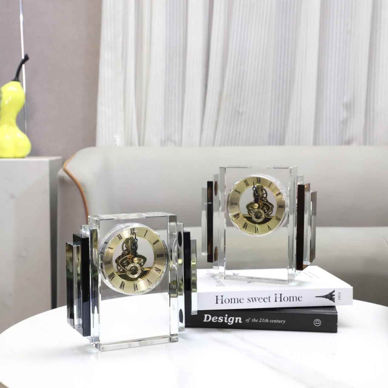 代简约几何水钟晶机家OHO械钟表台桌面摆件客厅玄关现电视柜居装