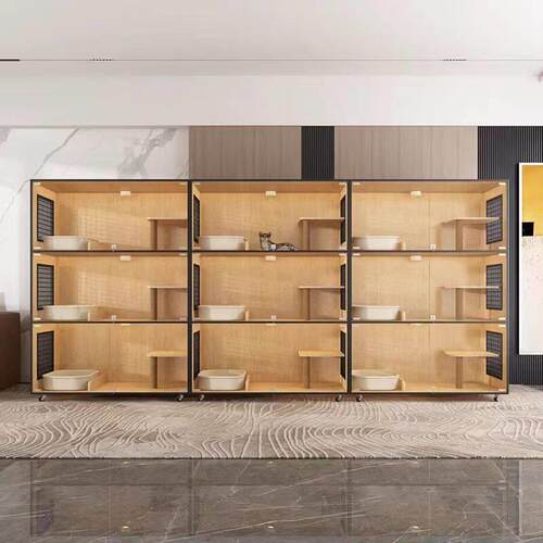 猫别墅实木三层猫笼猫窝猫屋宠物店饲养养笼产房猫笼展示猫柜