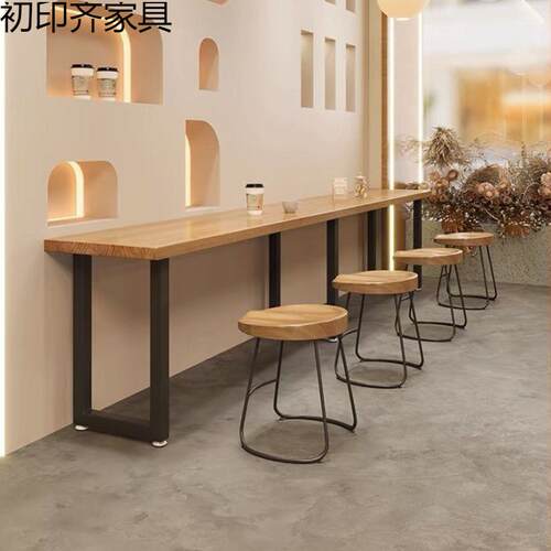 矮吧台桌业工风便利店吃店见详情靠酒吧长条桌子小靠墙窄餐桌椅组