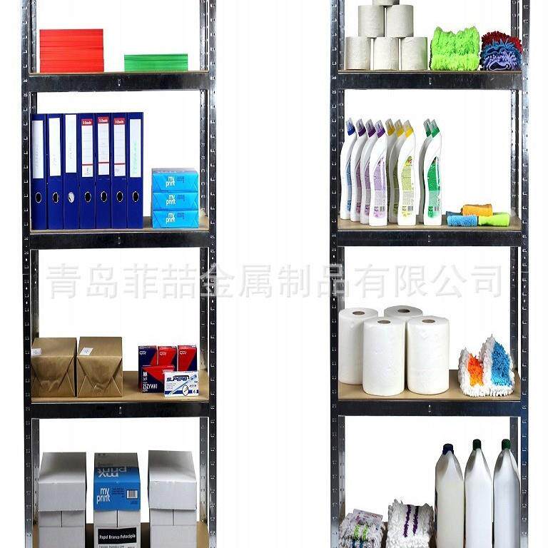 厂家出口欧式免螺丝安装角钢货架仓库五层置物架家居钢木收纳架