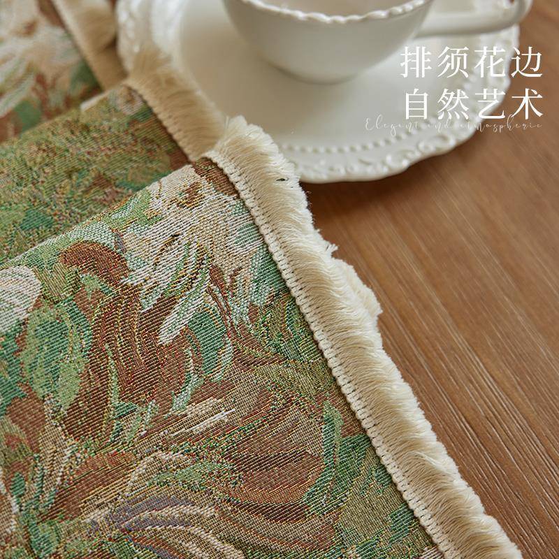 美空森式复茶古唯美油画镂桌旗棉线钩tb-86839针桌布装饰巾系电视