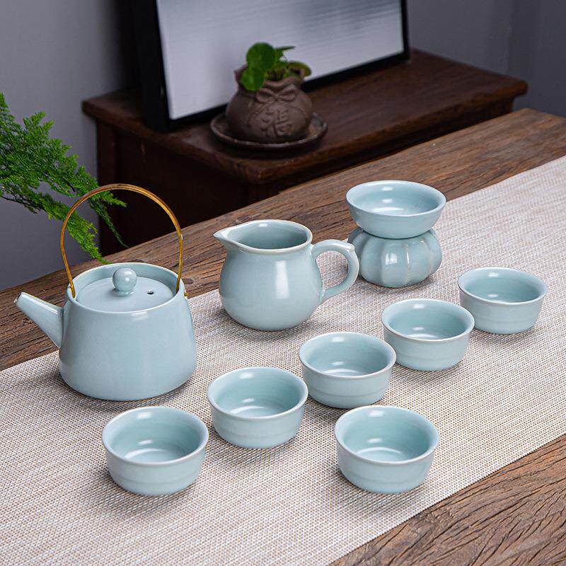 整套功夫哥窑汝窑茶具套装家用便携式公司中秋活动礼品logo礼盒
