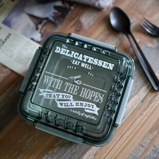 食品级304不锈钢材质内胆餐盒 创意方形饭盒沙拉盒含刀叉勺