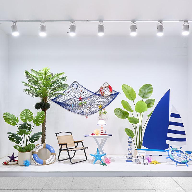 夏日海洋主题仿真绿植造景橱窗装饰道具摆件海边冲浪板场景布置