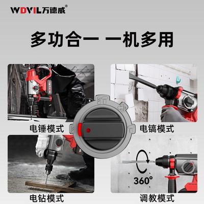 充电式三大功率刷电钻锂电锤冲击工业电镐钻孔用电混凝土无锂电池