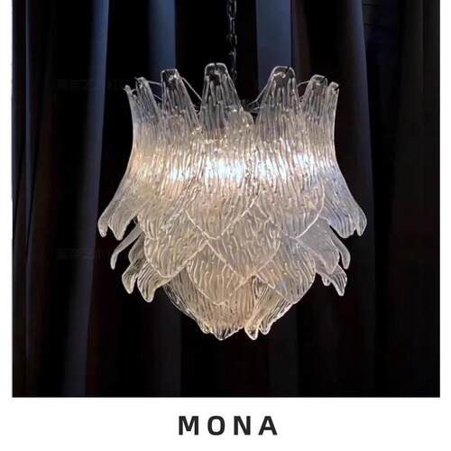 法式中古客厅吊灯穆拉诺轻奢水晶灯玻璃花苞设计师餐厅楼梯吊灯