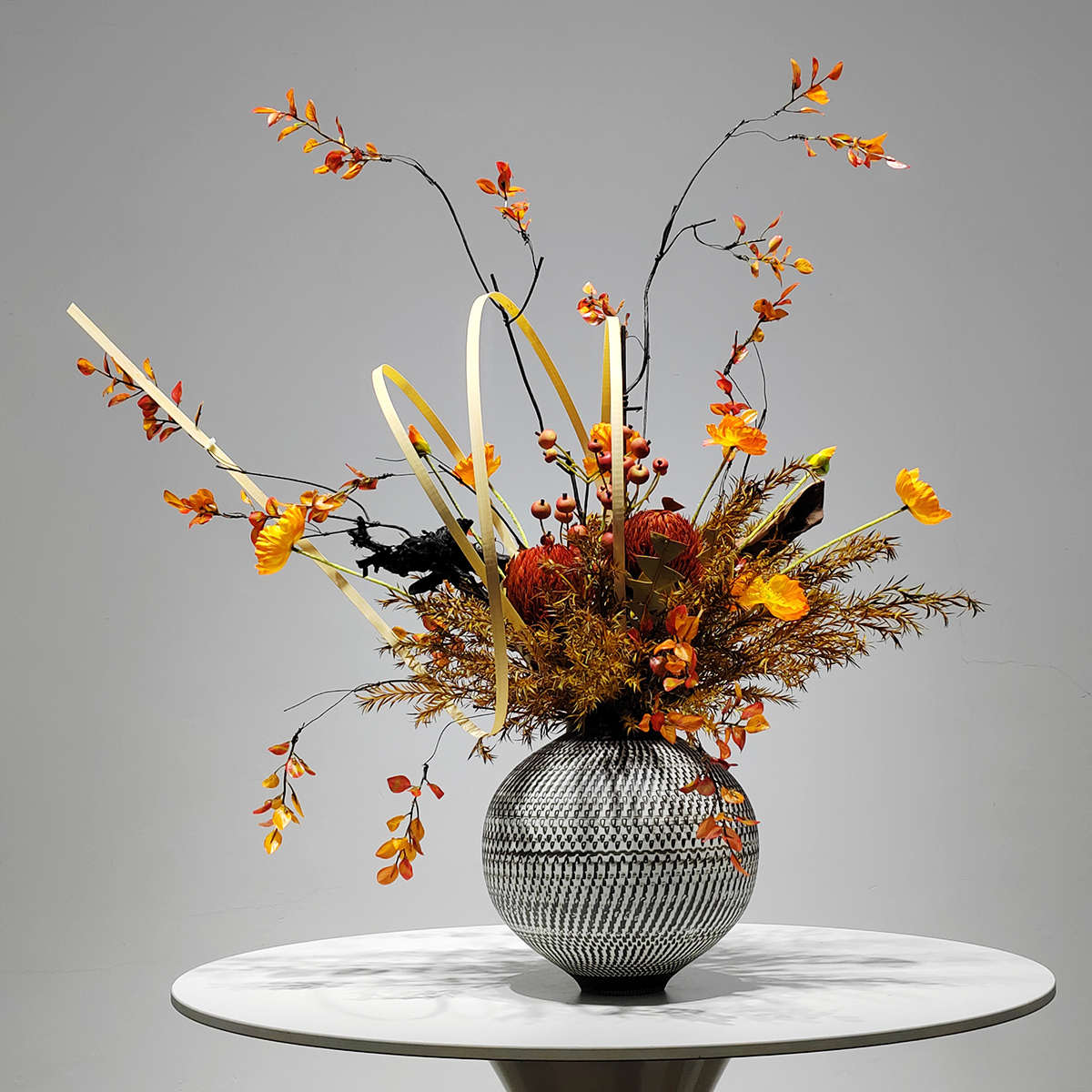 新中式创意仿真花艺摆花样板房酒店餐桌玄关隔断柜假花绿植装饰品