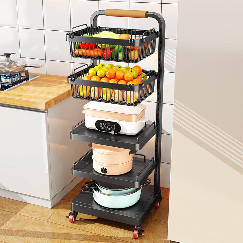 可调节锅具收纳层架高端厨房置物架落地多层锅架家用果蔬菜篮子架