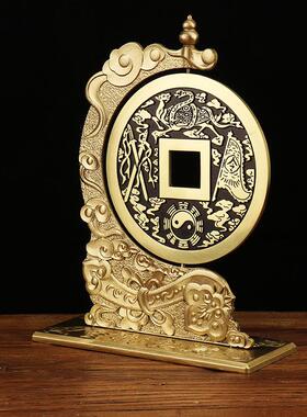 新款直销大铜钱摆件镇*之宝旋转摆件吉祥如意铜钱摆件铜器