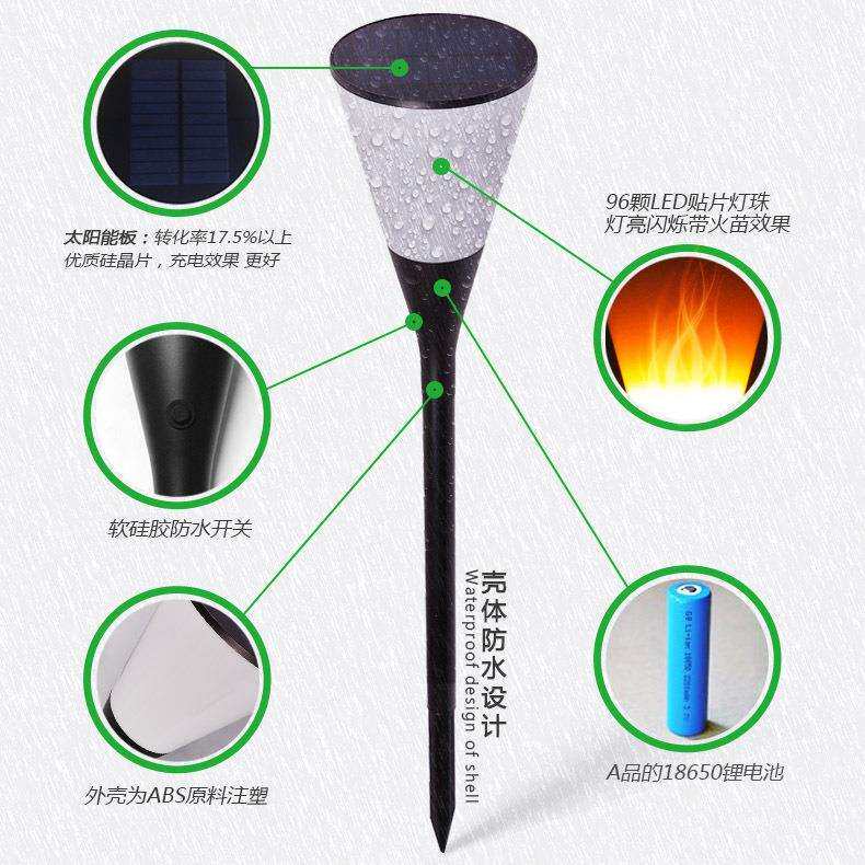 爆款太阳能火把火焰灯 96lLED地插草坪灯 庭院灯景观户外花园灯