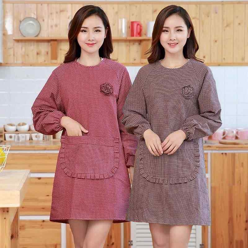 2025新款围裙厨房家用长袖防水防油纯棉罩衣女做饭反穿衣小个围兜,家庭/个人清洁工具,围裙,淘宝优惠券,粉丝福利购,淘宝优惠卷