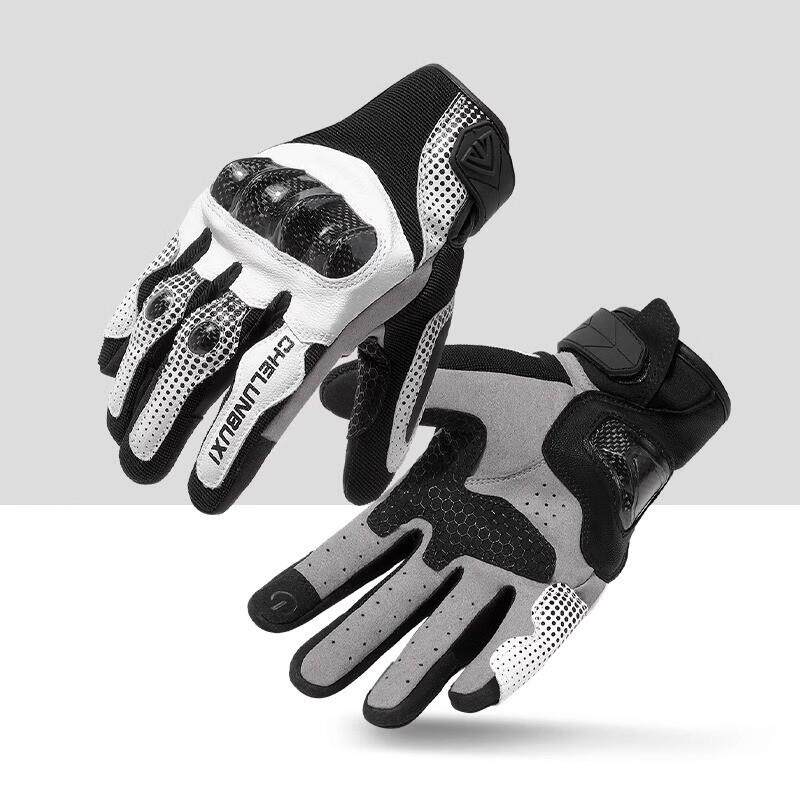 夏季机车骑行手套透气防护触控屏幕薄款防摔防滑覆古马达骑车全指