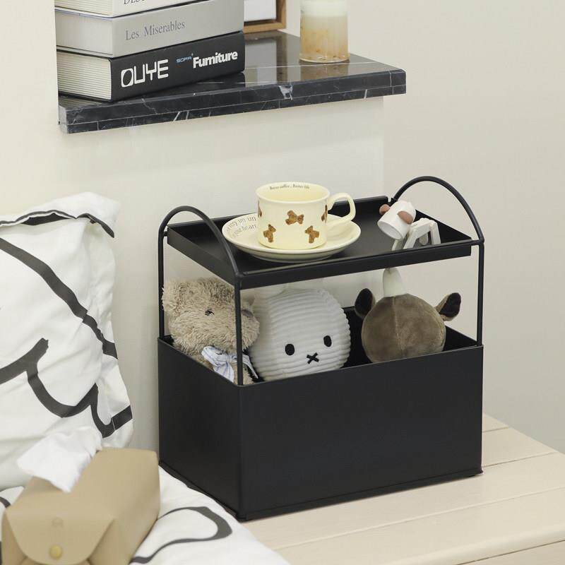 铁艺收纳盒化妆品收纳架 高级感轻奢风置物架 办公室桌面整理架子