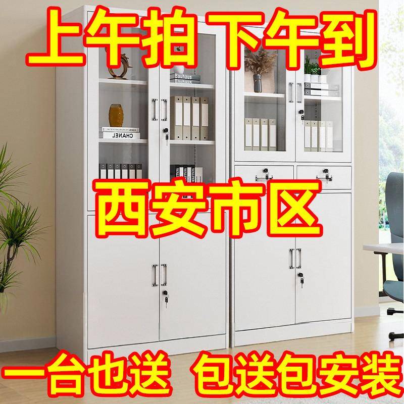钢制文件柜铁皮柜子办公室收纳凭证柜档案柜资料柜带锁收纳柜西安