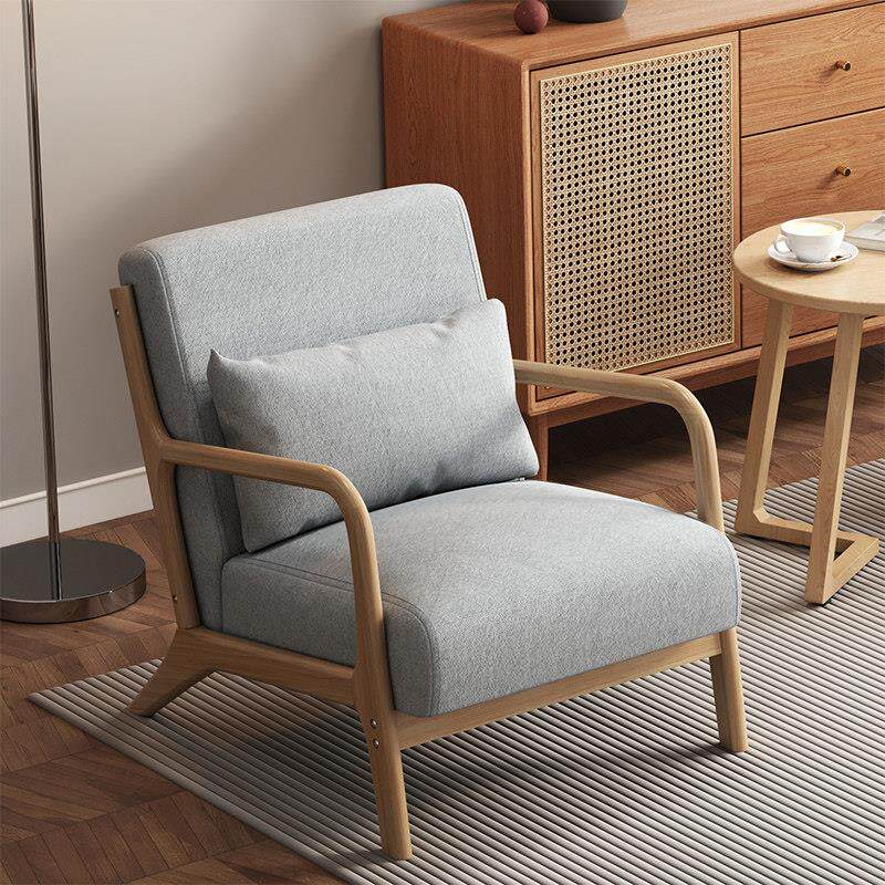 北欧实木单人沙发椅子小户型客厅卧室网红阳台休闲 椅小型极简单