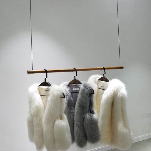 服装店展示架木棍双层吊架上墙服装架悬挂钢丝吊挂女装童装店货架
