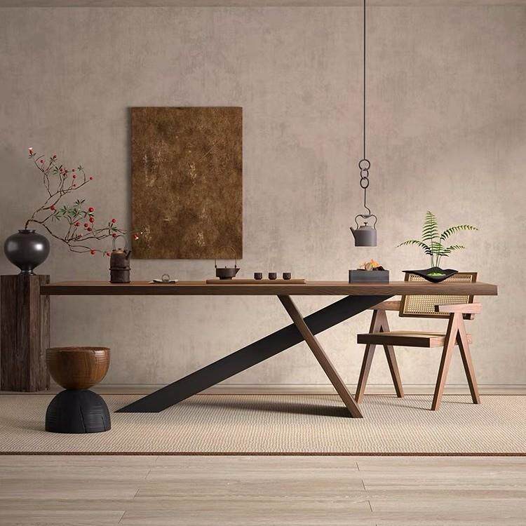 实木茶桌餐桌两用老板办公桌茶桌一体设计师款茶桌原木大板泡茶桌