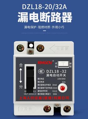 Dzl18-32A家用漏电保护器20A漏电开关家用总开关轻型漏电断路器