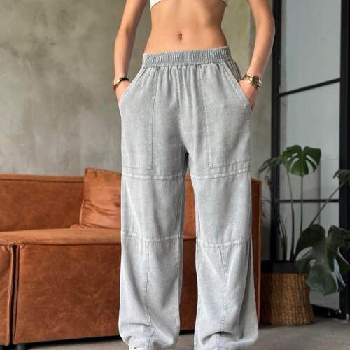 Wide leg slimming drawstring beauty sports pants