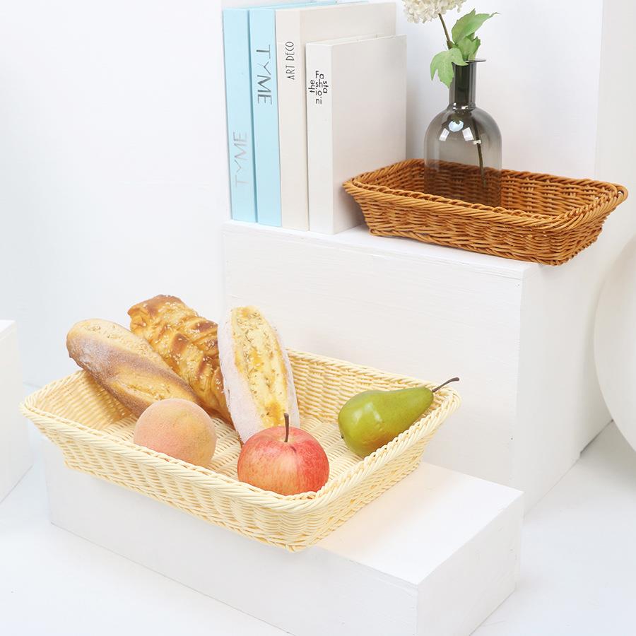 日式托盘仿藤编织篮子面包点心盘果盘茶几干果糖果零食收纳篮图片