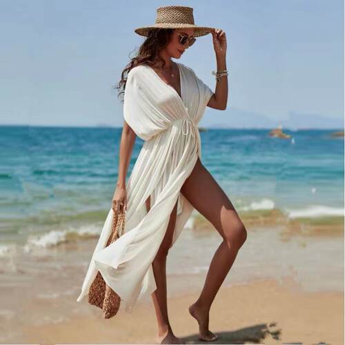 Beach cover shirt, cotton cardigan, split open backless