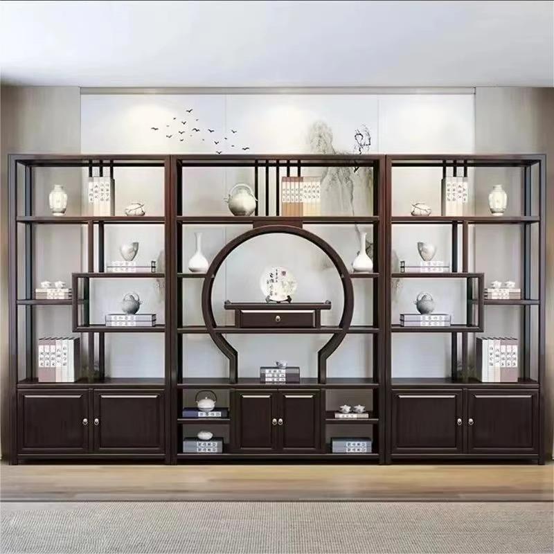 新中式博古架摆件客厅展示柜装饰品书房茶室组合搭配实木茶柜隔断