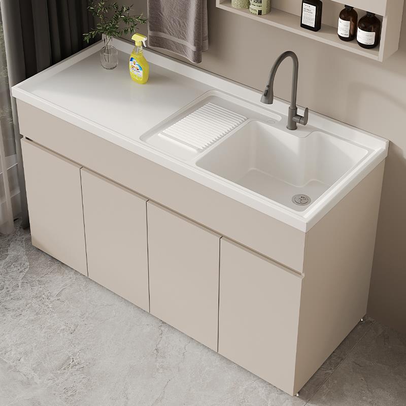 蜂窝铝阳台洗衣机一体柜组合带搓衣板洗衣柜石英石洗衣池台盆单独