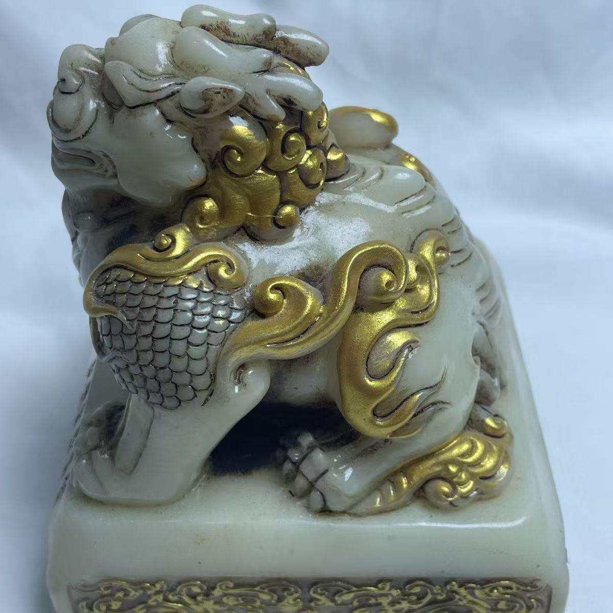 仿古貔貅印章树脂摆件老物件仿汉白玉印章古玩收藏工艺品