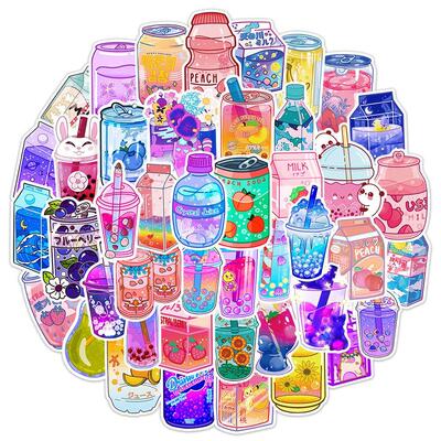 50PCS Cute Drink Aesthetic Stickers Cartoon Decal Scrapbook