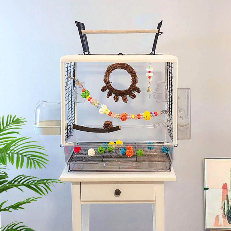 豪华鹦鹉鸟笼大型牡丹虎皮玄凤专用互动鹦鹉笼大号透明观赏鸟笼子