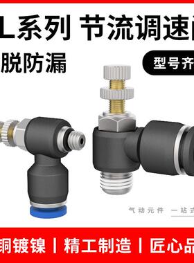 SL8-02气动接头节流阀SL4-M5调速开 关SL6-01/SL10-03/12-04调节
