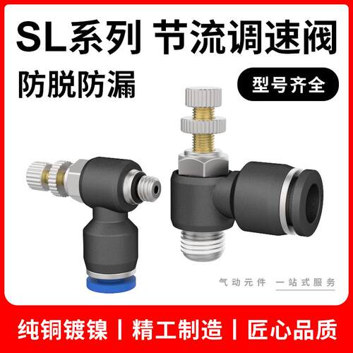 SL8-02气动接头节流阀SL4-M5调速开 关SL6-01/SL10-03/12-04调节