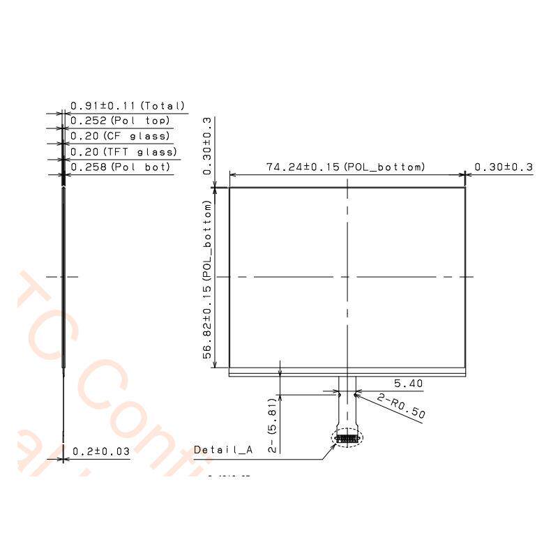 ROC3LS全35Q7DD01.5寸320×0240反射mip低功耗屏手持仪表液晶屏