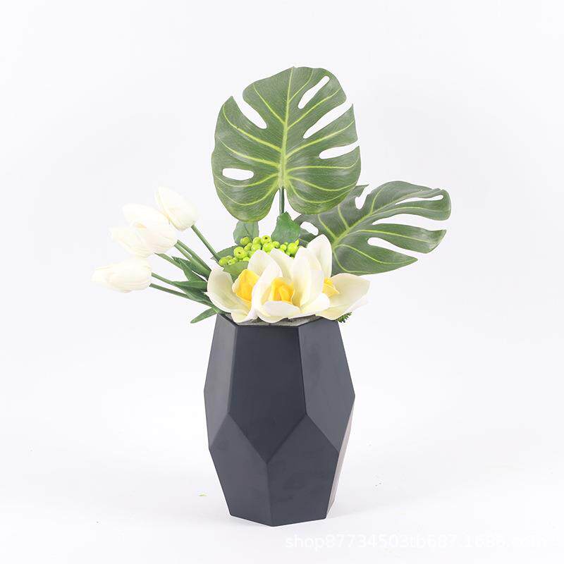 轻奢仿真花套装郁金香摆花样板房客厅茶几洽谈桌酒店大堂花卉摆件