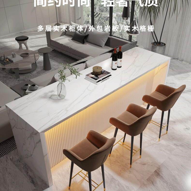 现代吧台桌家用餐桌中岛台阳台客厅隔断开放式厨房一体沙发后吧台
