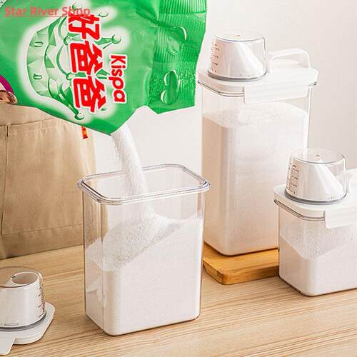 Airtight Laundry Detergent Powder Storage Box Clear Washing