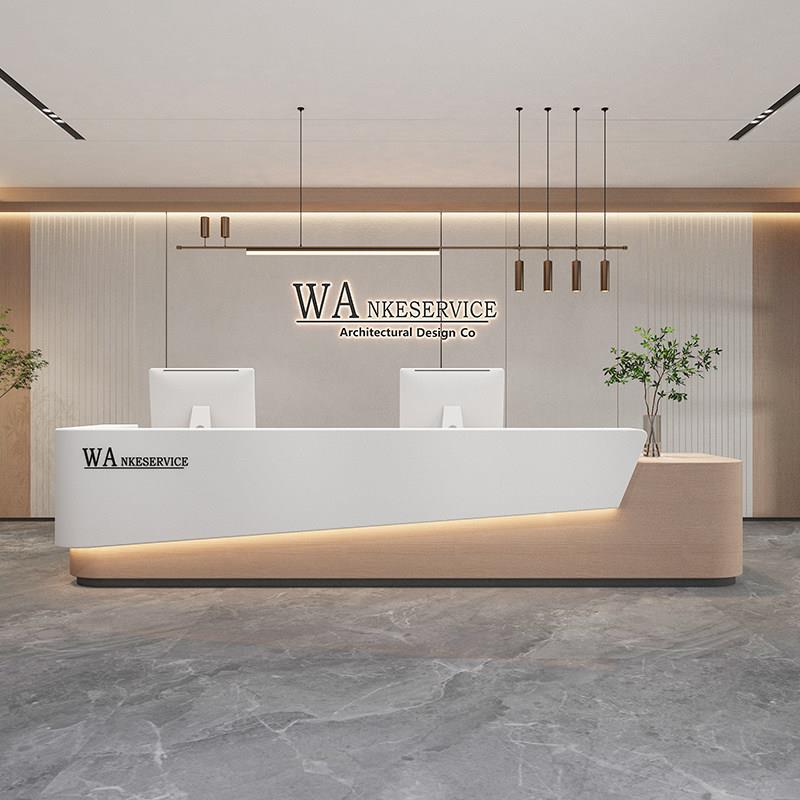 简约公司前台接待台酒店大厅服务台办公室前台桌样品屋展示中心吧图片