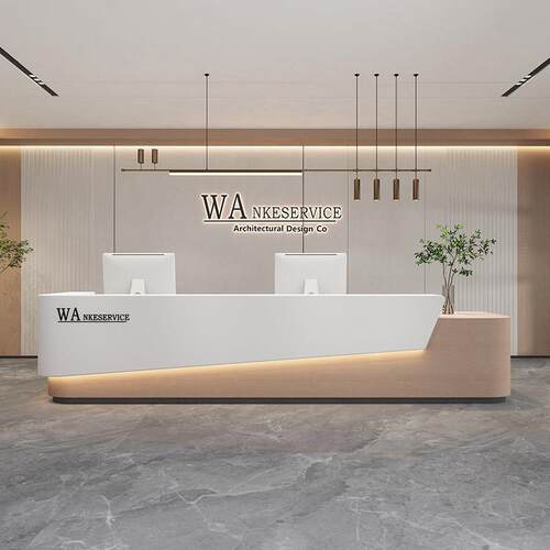 简约公司前台接待台酒店大厅服务台办公室前台桌样品屋展示中心吧