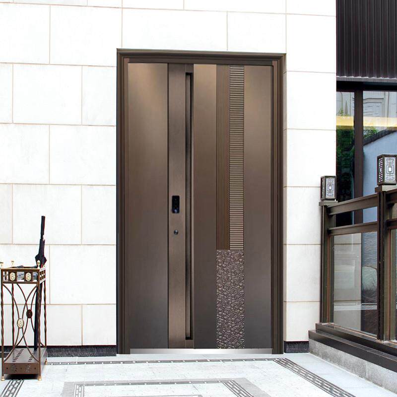 铝合金大门精雕铸铝门家用防盗门全铝大门现代风格竖条造型进户门
