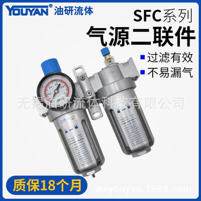 山耐斯型气源二联件SFC200调压过滤器SFR300油水分离油雾器SL400