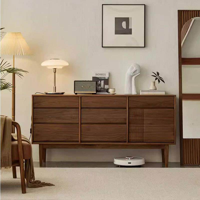 北欧黑胡桃八斗柜简约床尾抽屉式收纳柜现代卧室客厅靠墙储物家具