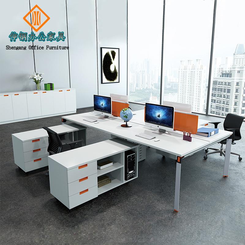 职员办公桌 简约时尚屏风隔断花型四人卡位组合 东莞办公家具
