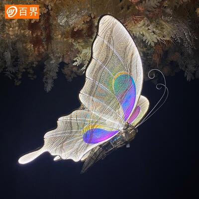 百界婚庆道具铁艺电动发光蝴蝶婚礼吊顶装饰t台路引舞台布置摆件
